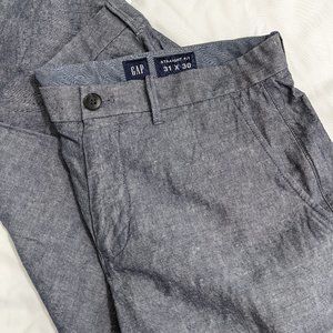 Gap Chambray Chino Slacks,  Women's  Indigo Dress Pants 31 x 30